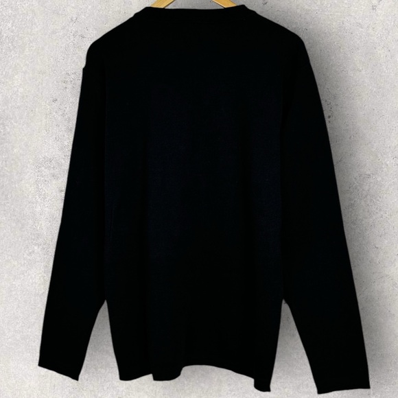 NEW SNS Herning 100% Merino Wool Button Shoulder Sweater Black Knit Mens Size L - Picture 13 of 16